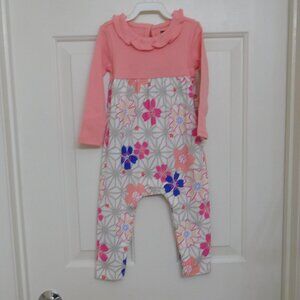 NWT Tea Collection Star Blossoms Ruffle Collar Pants Romper sz 12-18 Months